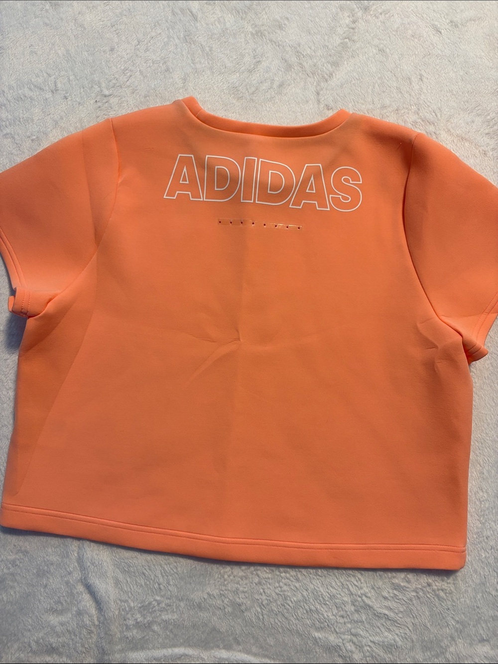 Adidas womens Orange puff Logo Short-Sleeve Top